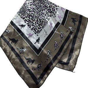 Leopard Kangaroo Print Satin Scarf Lightweight Square Scarf Women Fashion